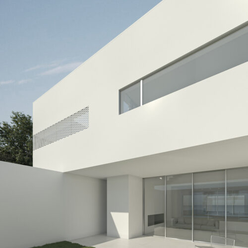 03 esterno villa con portefinestre scorrevoli seduta living carbon frog